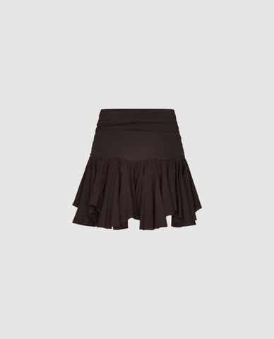  URBAN REVIVO - Chân váy mini nhún bèo bất đối xứng 