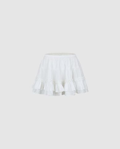  URBAN REVIVO - Chân váy xếp tầng mini viền bèo 