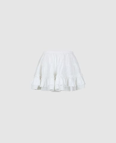  URBAN REVIVO - Chân váy xếp tầng mini viền bèo 
