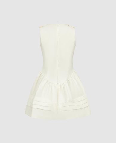  URBAN REVIVO - Đầm sát nách mini xếp tầng đính nơ 