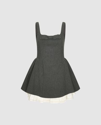  URBAN REVIVO - Đầm hai dây mini phối nơ dáng xòe 