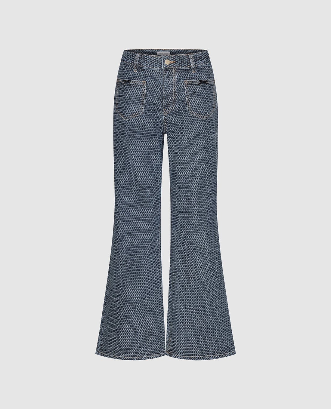 URBAN REVIVO - Quần jeans nữ ống loe phối túi