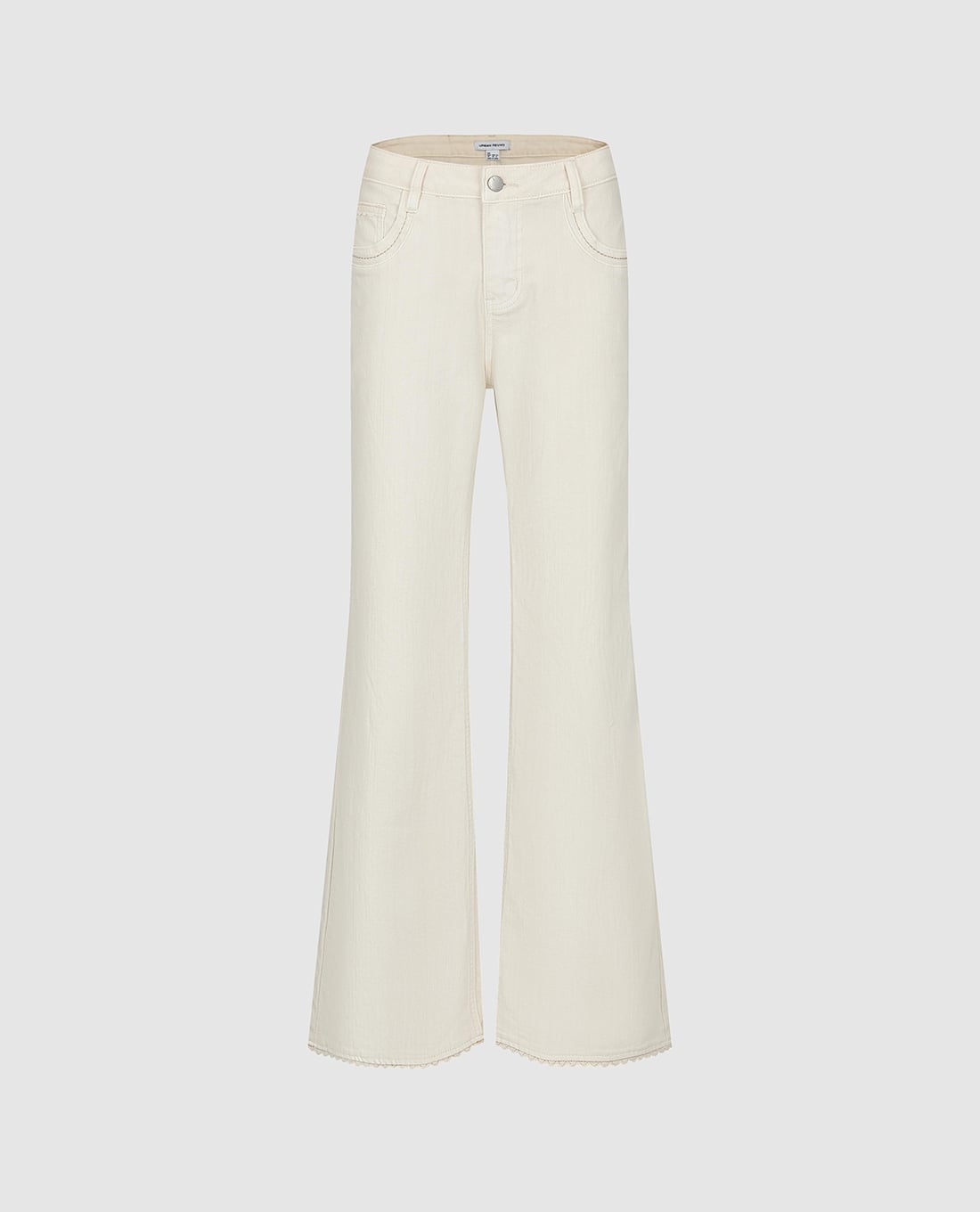 URBAN REVIVO - Quần jeans nữ ống loe viền lượn sóng