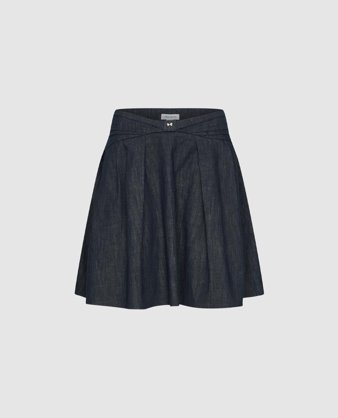 URBAN REVIVO - Chân váy denim mini xếp li cạp chéo