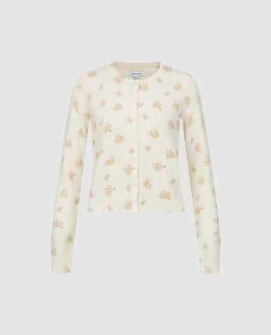  URBAN REVIVO - Áo khoác cardigan nữ tay dài dệt hoa 