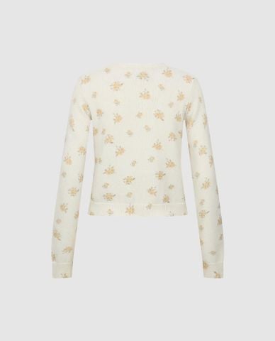  URBAN REVIVO - Áo khoác cardigan nữ tay dài dệt hoa 
