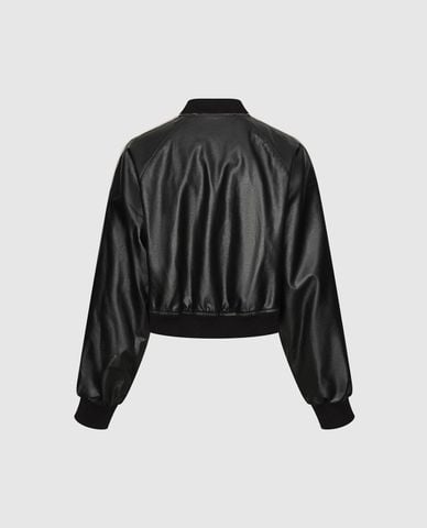  URBAN REVIVO - Áo khoác bomber nữ phối sọc phom croptop 
