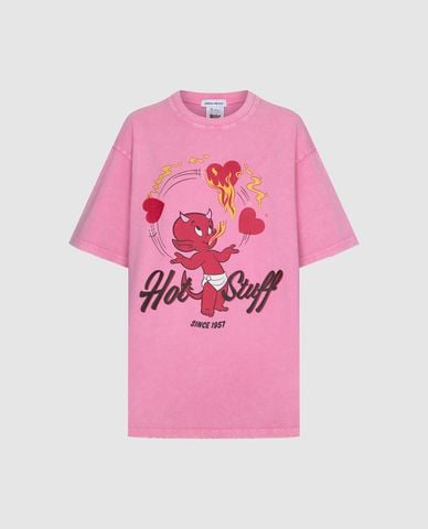  URBAN REVIVO - Áo thun nữ cổ tròn tay ngắn in hình 