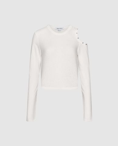  URBAN REVIVO - Áo kiểu nữ tay dài cut out đính khoen 