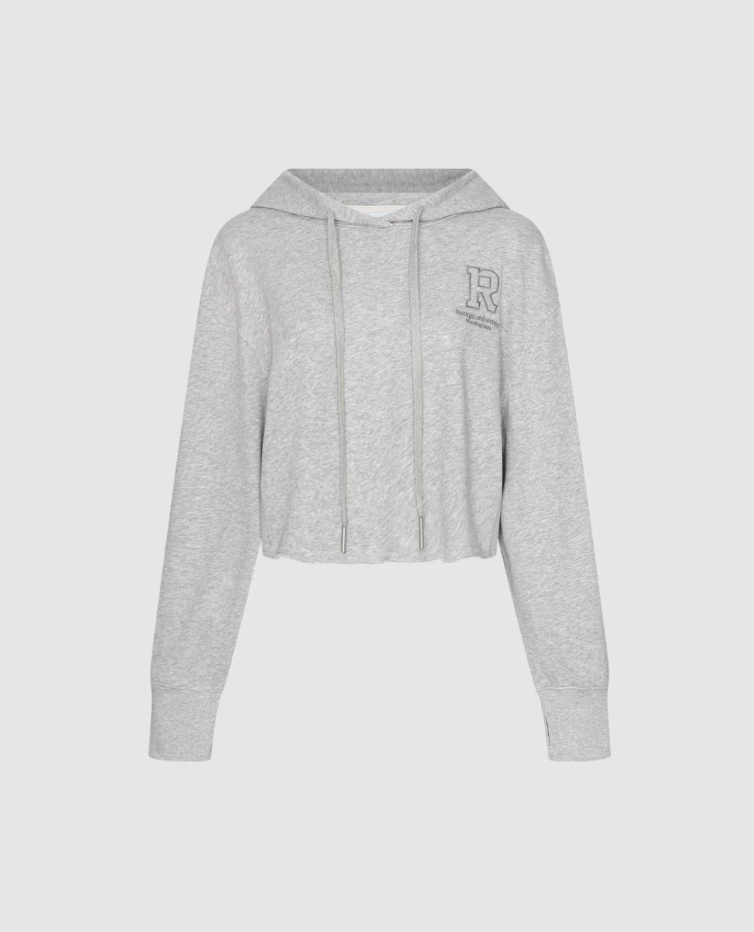 URBAN REVIVO - Áo hoodie nữ tay dài thêu chữ phom croptop