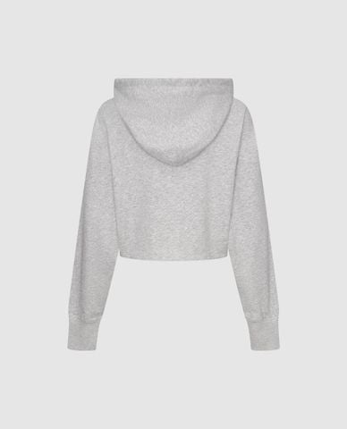  URBAN REVIVO - Áo hoodie nữ tay dài thêu chữ phom croptop 
