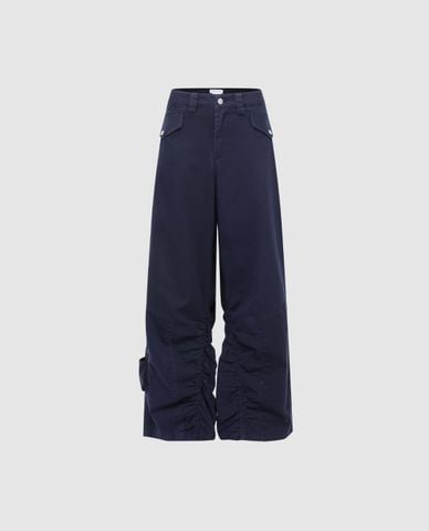  URBAN REVIVO - Quần nữ ống rộng túi hộp xếp nhún 