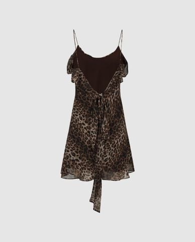  URBAN REVIVO - Đầm hai dây mini họa tiết da báo 