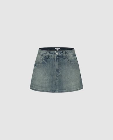  URBAN REVIVO - Chân váy denim mini wash bạc 
