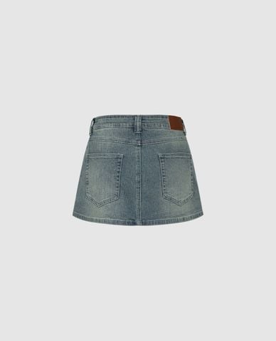  URBAN REVIVO - Chân váy denim mini wash bạc 