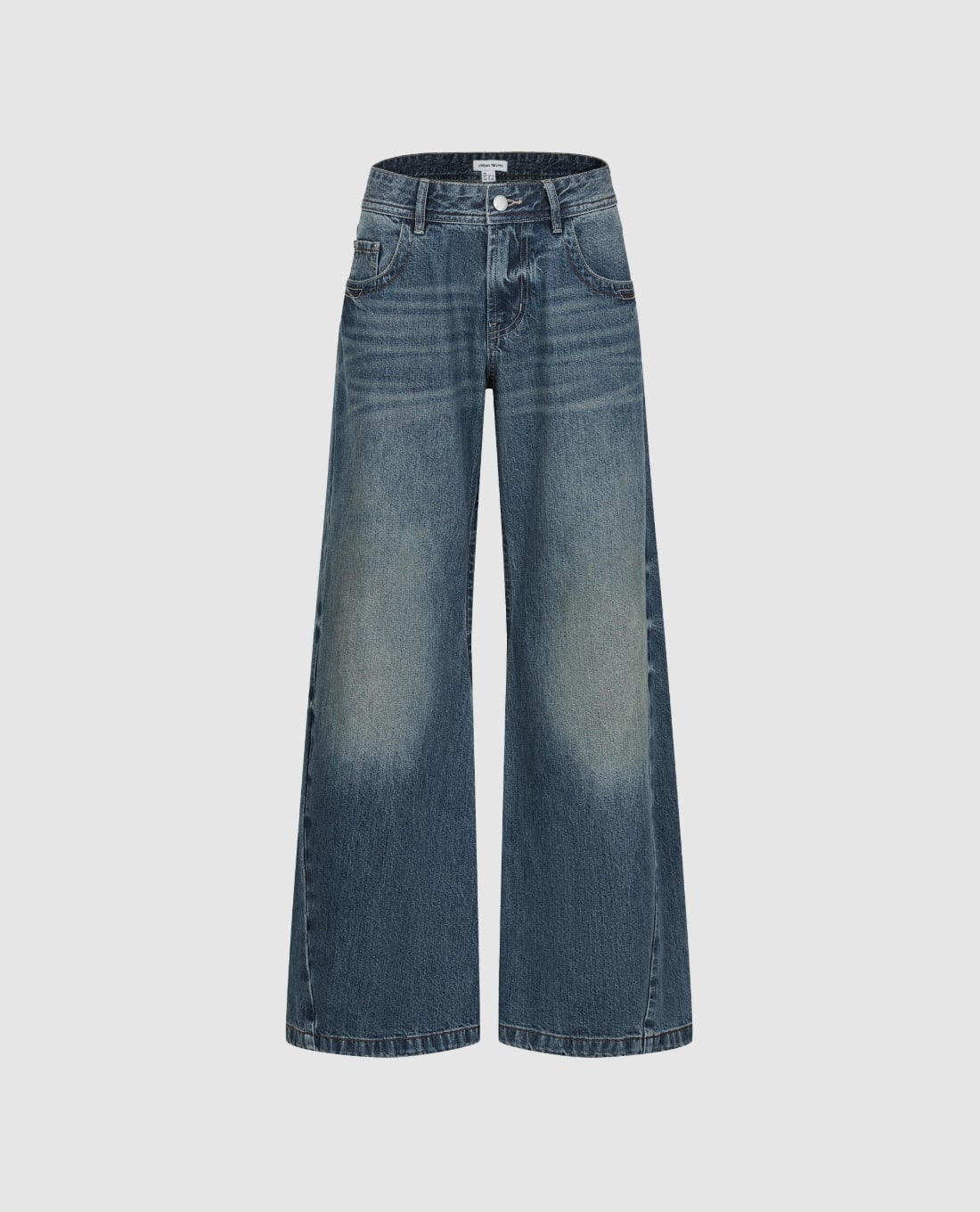 URBAN REVIVO - Quần jeans nữ ống rộng wash bạc