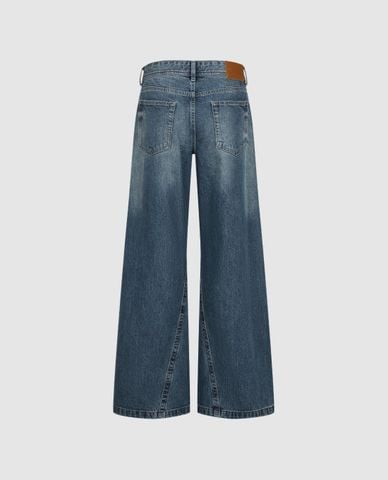  URBAN REVIVO - Quần jeans nữ ống rộng wash bạc 