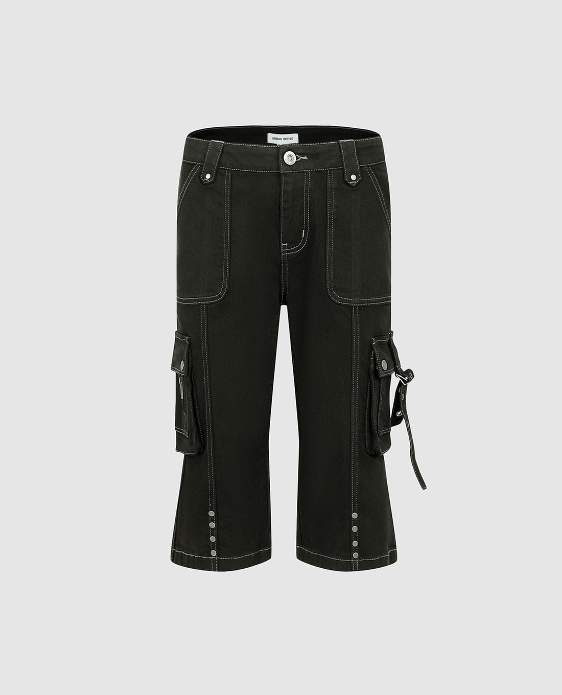 URBAN REVIVO - Quần jeans lửng nữ phối túi hộp