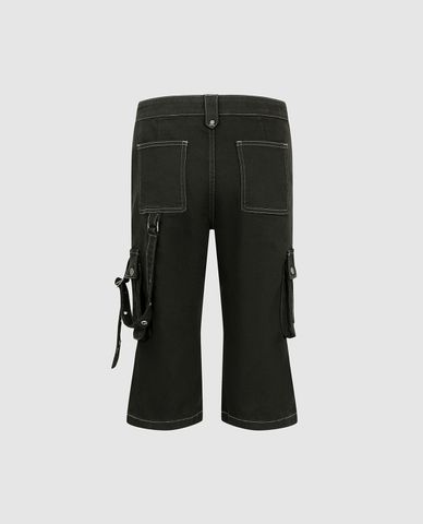  URBAN REVIVO - Quần jeans lửng nữ phối túi hộp 