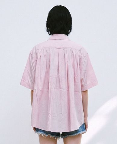  URBAN REVIVO - Áo kiểu nữ tay ngắn dáng xòe nhún eo 