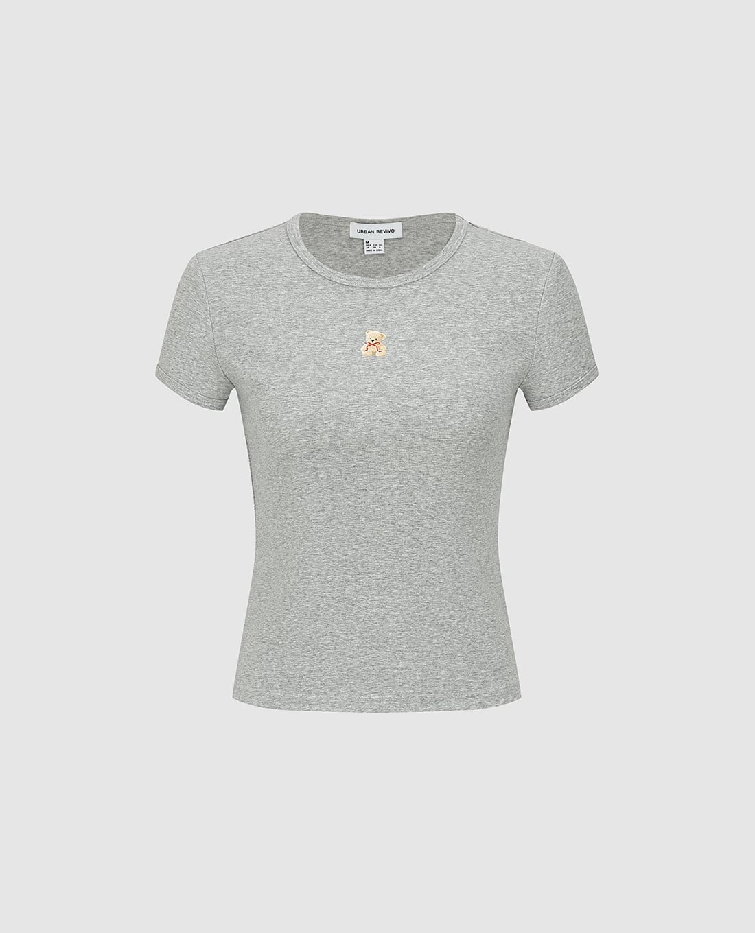 URBAN REVIVO - Áo croptop nữ cổ tròn tay ngắn phom ôm