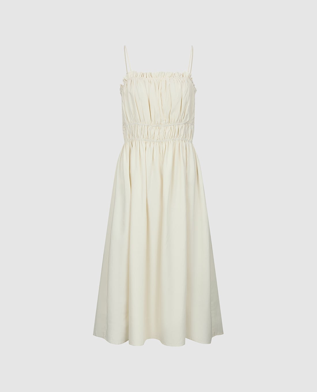 URBAN REVIVO - Đầm hai dây midi nhún eo thanh lịch