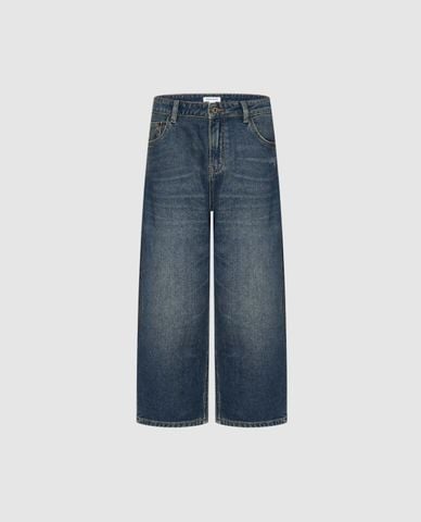  URBAN REVIVO - Quần jeans nữ ống rộng wash bạc 