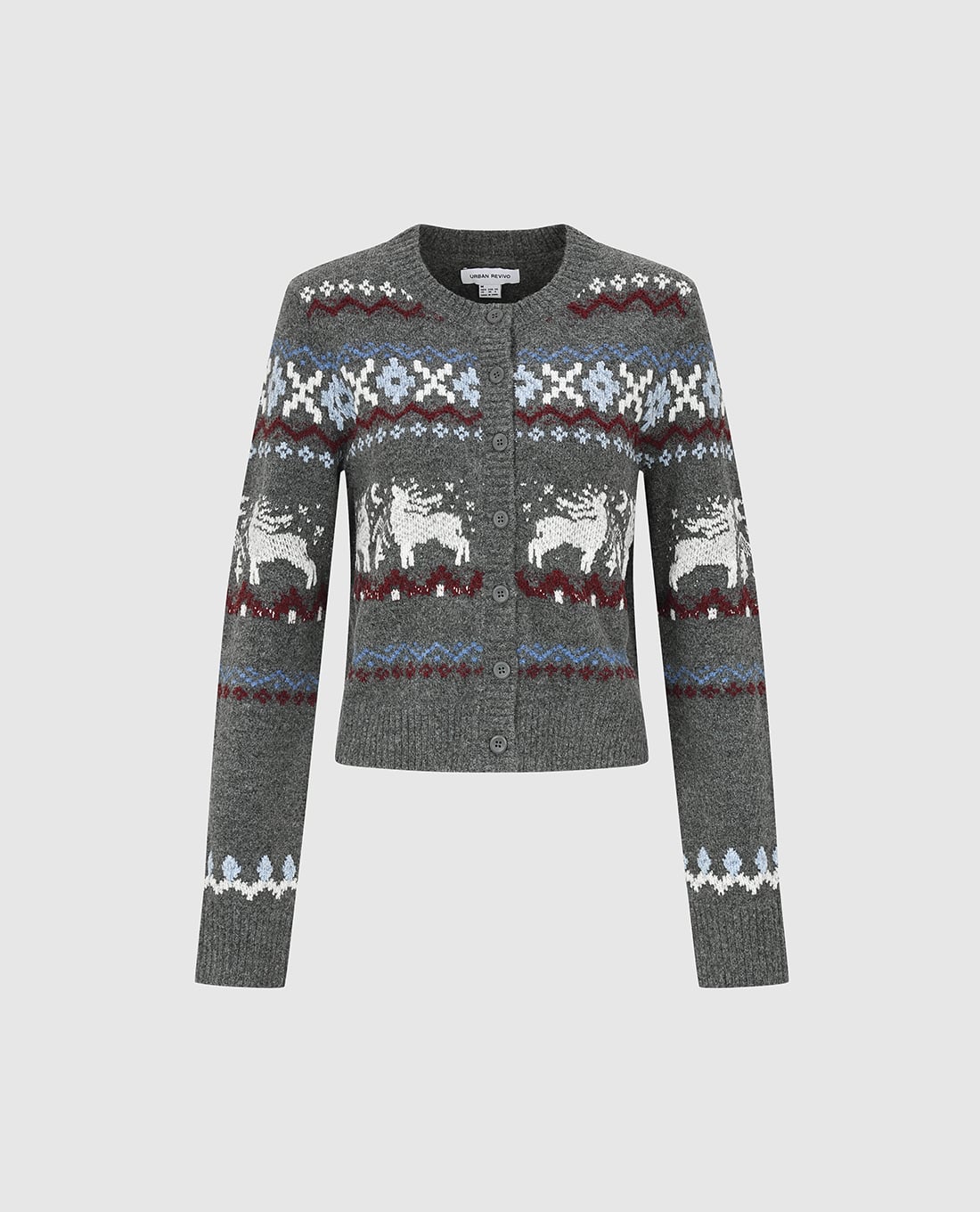 URBAN REVIVO - Áo khoác cardigan nữ họa tiết tuần lộc