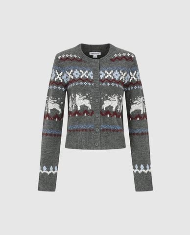  URBAN REVIVO - Áo khoác cardigan nữ họa tiết tuần lộc 