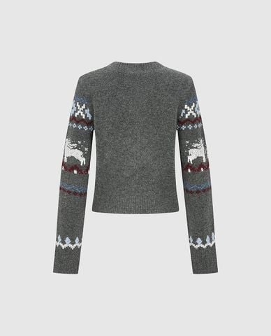  URBAN REVIVO - Áo khoác cardigan nữ họa tiết tuần lộc 