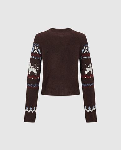  URBAN REVIVO - Áo khoác cardigan nữ họa tiết tuần lộc 