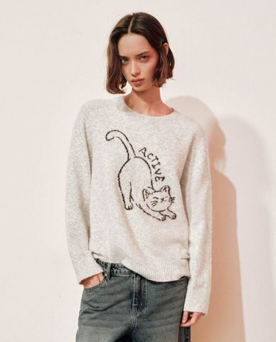 URBAN REVIVO - Áo sweatshirt nữ tay dài in họa tiết 