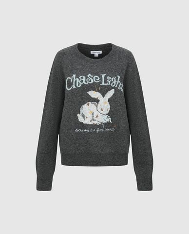  URBAN REVIVO - Áo sweatshirt nữ cổ tròn tay dài dệt họa tiết 