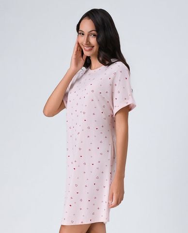  VERA - Đầm ngắn mặc nhà tay ngắn in họa tiết 