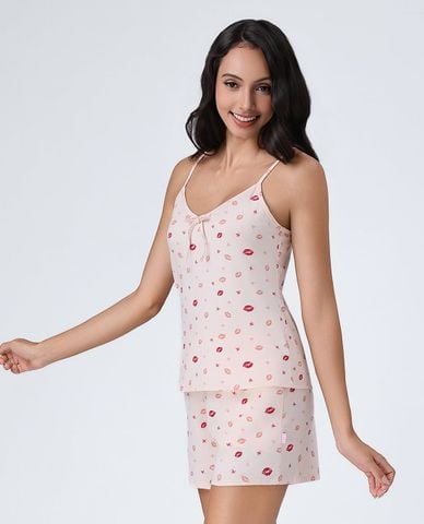  VERA - Bộ quần áo nữ ngắn mặc nhà hai dây in họa tiết 