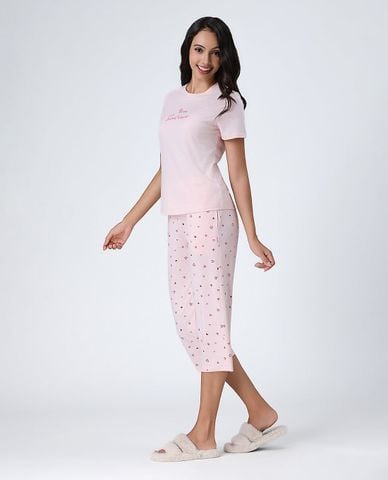  VERA - Bộ quần áo nữ dài mặc nhà tay ngắn in họa tiết 