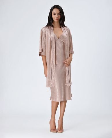  VERA - Áo khoác kimono nữ satin phối họa tiết 