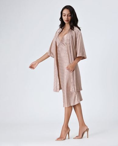  VERA - Áo khoác kimono nữ satin phối họa tiết 