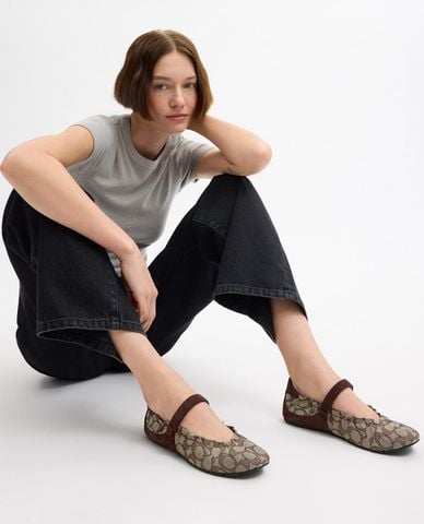  COACH - Giày búp bê nữ đế bệt In Signature Jacquard 