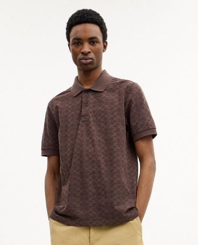  COACH - Áo polo nam cổ bẻ tay ngắn Signature 