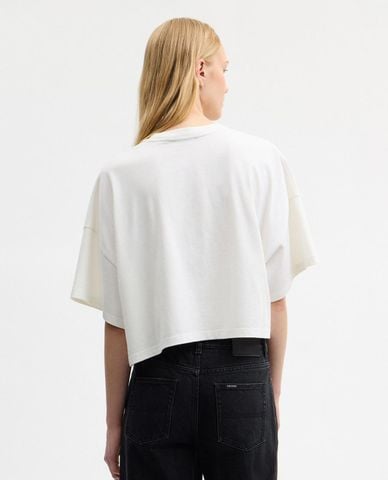  COACH - Áo croptop nữ cổ tròn tay ngắn in họa tiết 