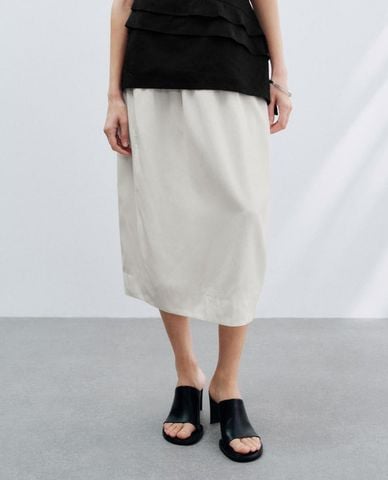  URBAN REVIVO - Chân váy phom suông midi hiện đại 