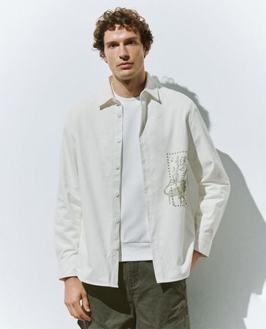  URBAN REVIVO - Áo sơ mi nam cổ bẻ tay dài Printed 