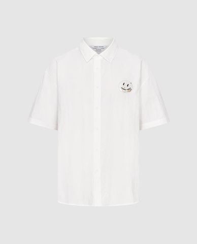  URBAN REVIVO - Áo sơ mi nam cổ bẻ tay ngắn phối họa tiết 