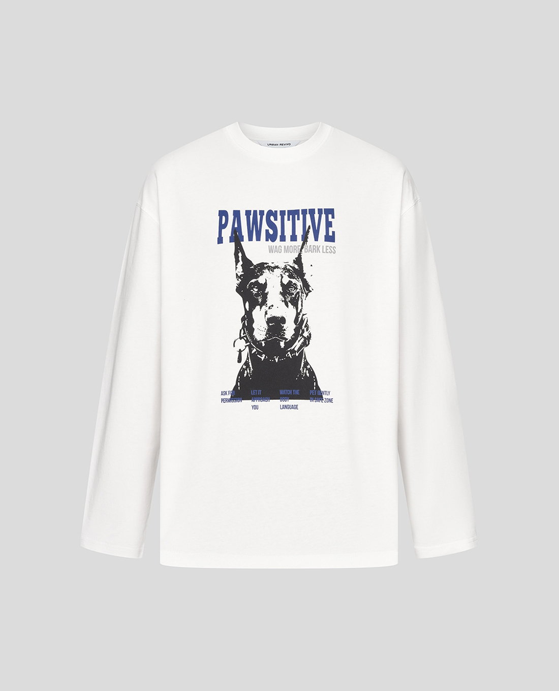 URBAN REVIVO - Áo thun nam cổ tròn tay dài in in họa tiết