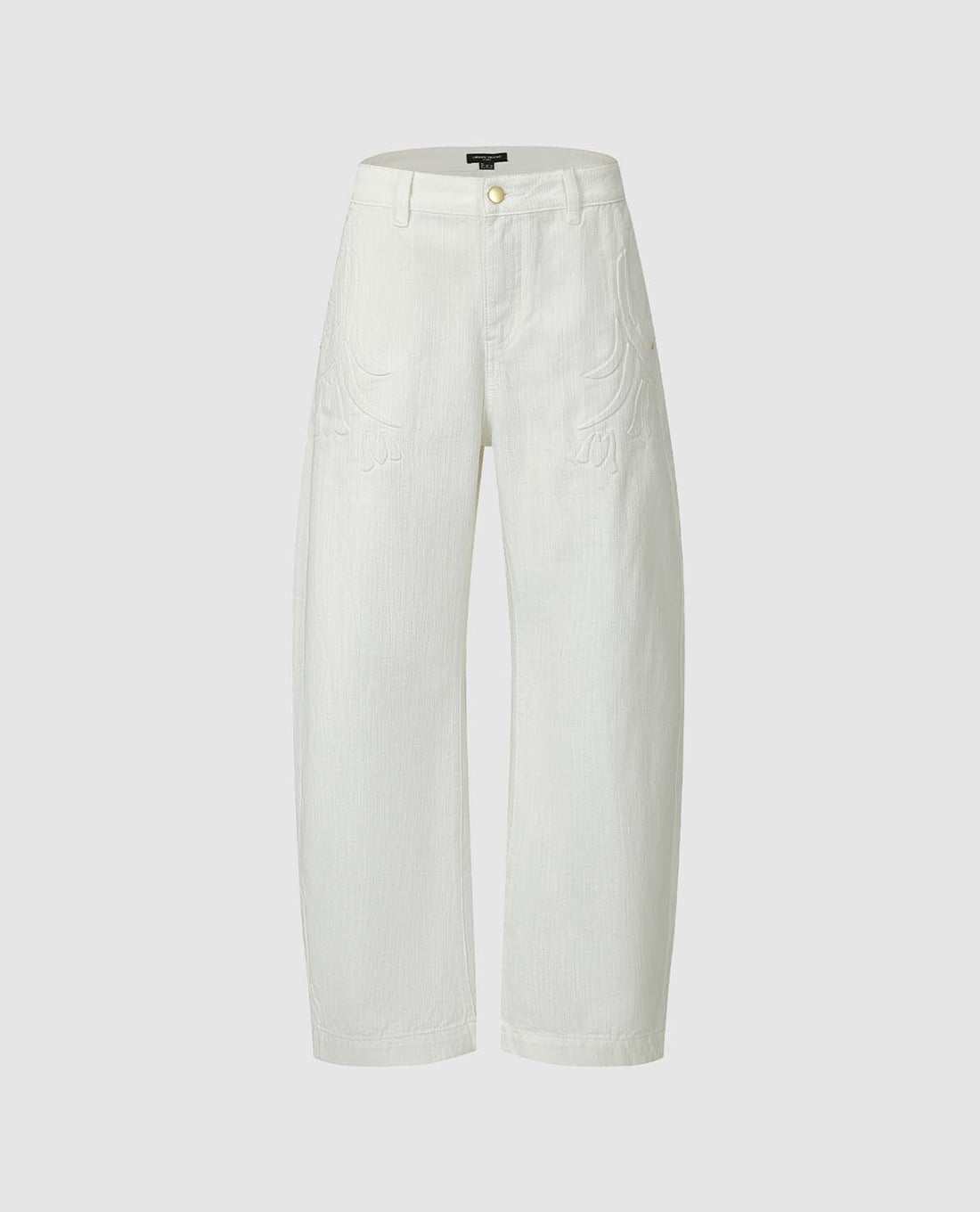 URBAN REVIVO - Quần jeans nữ ống đứng phối họa tiết