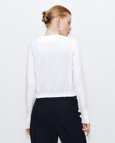  URBAN REVIVO - Áo khoác cardigan nữ tay loe phối nút 