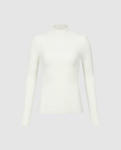  URBAN REVIVO - Áo dệt kim nữ cổ cao tay dài 