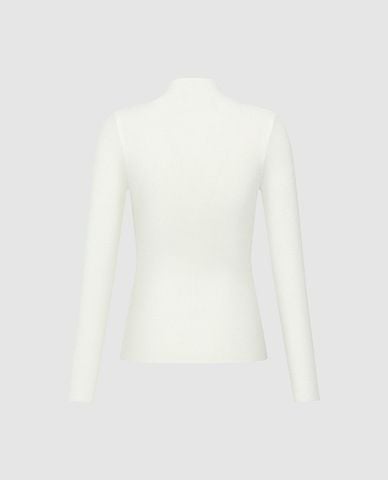  URBAN REVIVO - Áo dệt kim nữ cổ cao tay dài 