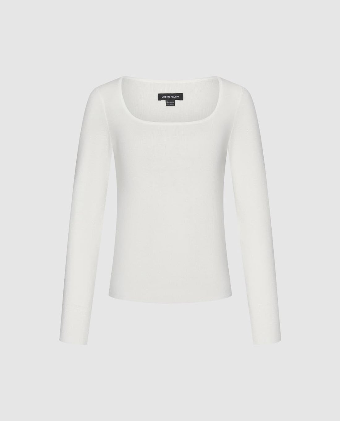 URBAN REVIVO - Áo dệt kim nữ cổ vuông tay dài